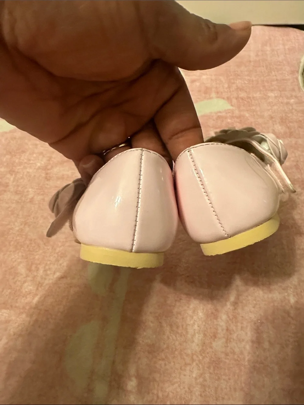 Janie and Jack Pale Pink Floral Strap Mary Jane Shoes